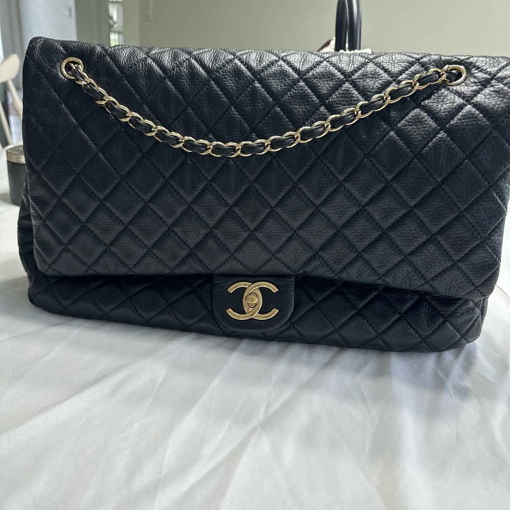 Authentic Chanel Black XXL airline flap